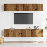 ZNTS Wall Mounted TV cabinets 4 pcs Old Wood Engineered Wood 3328943