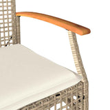3 Piece Bistro Set with Cushions Beige Poly Rattan Acacia Wood 366261