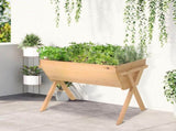 Large Fir Wood Raised Plant Stand Oak Tone T3398P318629