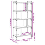 Bookcase 5-Tier Brown Oak 76x32x158 cm Engineered Wood 833944