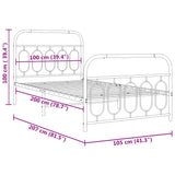 Metal Bed Frame without Mattress with Footboard White 100x200cm 377179