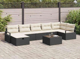Sofa Set with Cushion Manual 8 pcs Black and Cream Poly Rattan 3359206