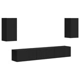 TV Cabinet Set Wall-mounted 5 pcs Black Engineered Wood 3409070