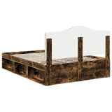 Bed Frame Smoked Oak 150 x 200 cm Solid Pine Wood 3413294