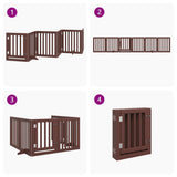 Dog Gate with Door Foldable 6 Panels Brown 300 cm Poplar Wood 352261