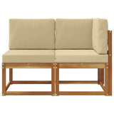Outdoor Middle and Corner Sofa 2 Piece Natural and Beige 900472