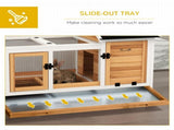 Wooden Rabbit Hutch, Guinea Pig Cage, with Removable Tray, Wheels - Yellow T3398P350084