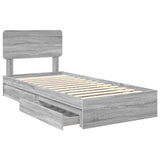 Storage Bed with Drawer Grey Sonoma 90 x 190 cm Engineered Wood 3412323