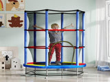 Kids Trampoline, with Enclosure Net, Steel Frame, for Ages 3-6 Years - MultiColoured T3398P348070