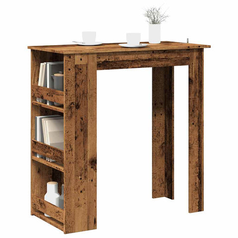 ZNTS Bar Table with Storage Rack Old Wood 102x50x103.5 cm 856762