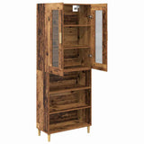 Highboard Old Wood 69.5 x 34 x 180 cm Engineered Wood and Glass 3415696
