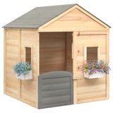 Playhouse with Lockable Door and Flower Pots Solid Wood Fir 93687