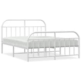 Metal Bed Frame without Mattress with Footboard White 160x200cm 353705