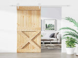 Sliding Door Natural and White 90 x 210 cm Solid Pine Wood 3445174
