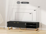 Marble Effect TV Unit, TV Stand Cabinet for up to 70" TVs, Modern TV Cabinet with Shelves and T3398P344814