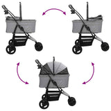 Folding Pet Stroller Adjustable Grey 78 x 54 x 101 cm Polyester 42012441