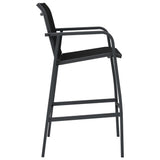Garden Bar Chair Set of 2 Black Steel, Textilene Standard 48116