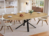 Extendable dining table 100-140cm, round-oval table, stable X-metal frame, adjustable feet, wood N639P439338N