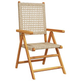 Reclining Garden Chairs 8 pcs Beige Poly Rattan and Solid Wood 3214528