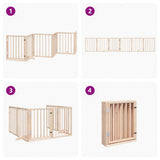 Dog Gate with Door Foldable 6 Panels 300 cm Poplar Wood 352173