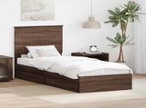 Storage Bed with Drawer Brown Oak 75 x 190 cm Engineered Wood 3411263
