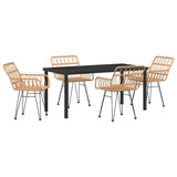Garden Dining Set 5 pcs Brown Powder-Coated Steel 3379180