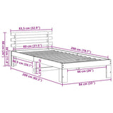 Bed Frame with Headboard White 80 x 200 cm Solid Pine Wood 872630