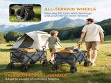 Outdoor Pull Along Cart Folding Cargo Wagon Trailer Trolley for Beach Garden with Handle, Anti-Slip T3398P377652
