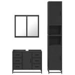 ZNTS 3 Piece Bathroom Furniture Set Black Engineered Wood 3301080