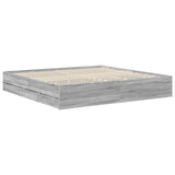Bed Frame with Drawer Grey Sonoma 200 x 200 cm Engineer Wood 3409431