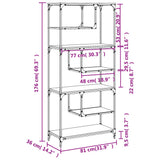 Bookcase Smoked Oak 81x36x176 cm Engineered Wood 836225
