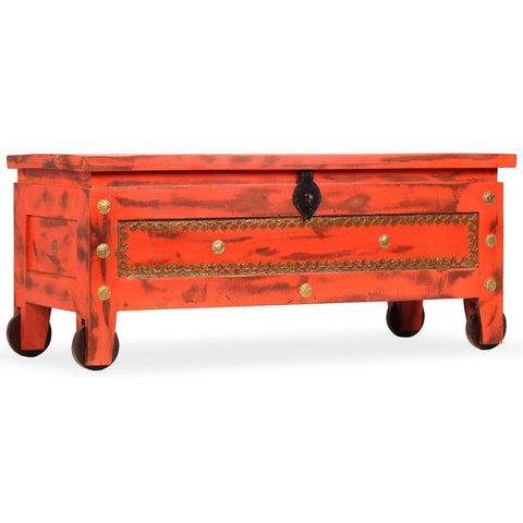 ZNTS Storage Chest Solid Mango Wood 101x39x42 cm Red 244949