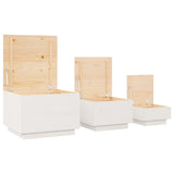 Storage Boxes with Lids 3 pcs White Solid Wood Pine 818246