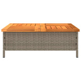 Garden Table Grey 70x70x25 cm Rattan and Acacia Wood 3281630