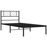 ZNTS Metal Bed Frame without Mattress with Headboard Black 90x200cm 372172