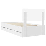 Bed Frame with Drawer White 75 x 190 cm Engineered Wood 3412234