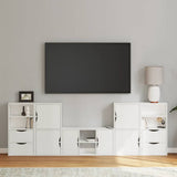 5 Piece TV Units with Storage ODDA White Solid Wood Pine 3365375