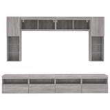 8 Piece TV Wall Cabinet Set with LED Lights Grey Sonoma 3216769