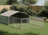 Outdoor Dog Kennel with Run 4x2x1.5 m Galvanised Steel 3329235