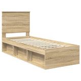 Bed Frame with Headboard Sonoma Oak 75 x 190 cm Solid Pine Wood 3411075