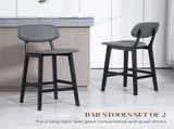 Bar Stools Set of 2, Breakfast Bar Chairs, PU Leather Upholstered Kitchen Stools with Backs, T3398P342291