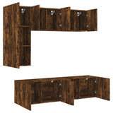 5 Piece TV Wall Units Smoked Oak Engineered Wood 3216468