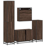 4 Piece Bathroom Furniture Set Brown Oak Engineered Wood 3301234