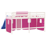 ZNTS Kids' Loft Bed with Curtains without Mattress Pink 90x200 cm 3207023