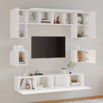 8 Piece TV Cabinet Set White Engineered Wood 3114406