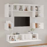 8 Piece TV Cabinet Set White Engineered Wood 3114406