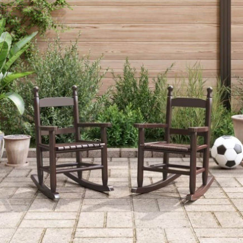 Rocking Chairs for Children 2 pcs Brown Solid Wood Poplar 3281599