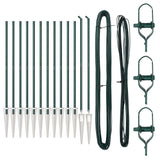 Ground Spike Fence Post 13 pcs Green Powder-Coated Steel 42004245