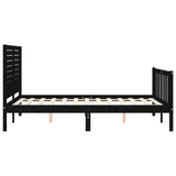 Bed Frame without Mattress Black Double Solid Wood Pine 3193185