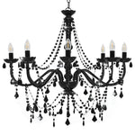 Chandelier with Beads Black 8 x E14 Bulbs 281605